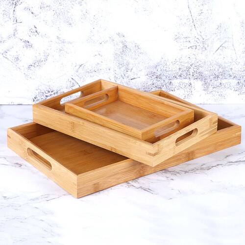 Bamboo Wooden Rectangular Tea Tray Solid Wood Tray trays ser