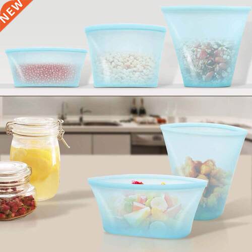 8pcs Reusable Food Storage Silicone Bags Kitchen Organizer F