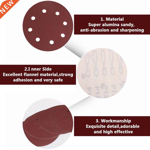 10Pcs 5 nch 125mm Round Sandpaper Eght Hole Dsk Sand Shee