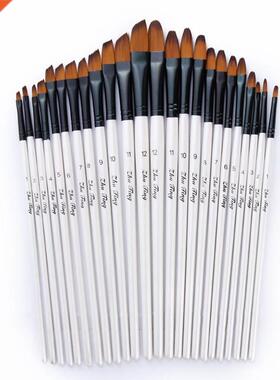 12pcs Nylon Hair Wooden Handle Watercolor Paint Brush Pen Se