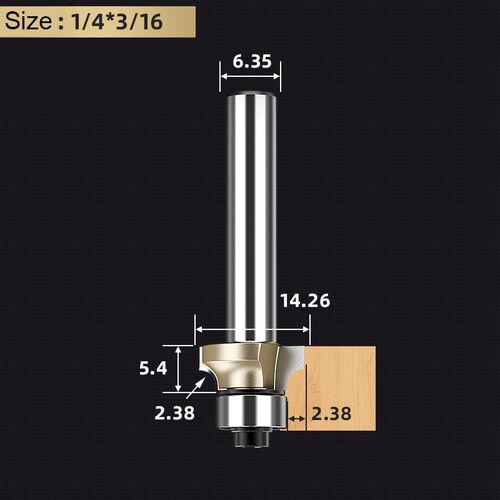 Corner Round Over Router Bit with Bearing for Wood Woodworki