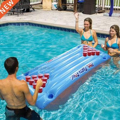 24 Holder Inflatable Beer Pong Table Pool Float Summer Wate