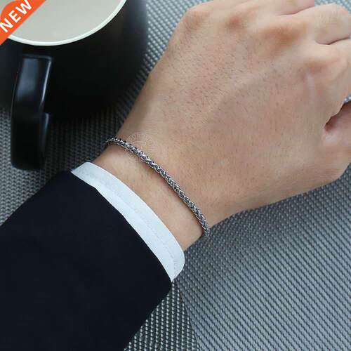 3mm Bracelet for Men Women Curb Cuban Rolo Box Wheat Link Ch