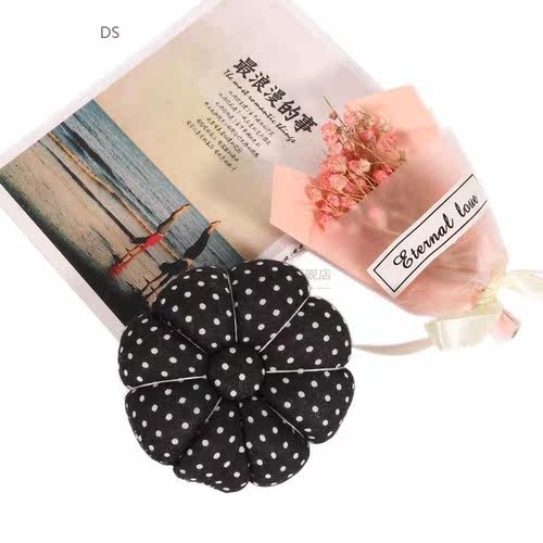 Pumpkin Shape Sewing Pin cushion Cotton Fabric Button Wrist