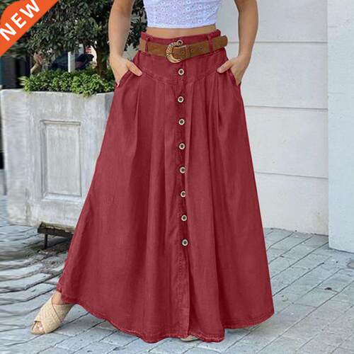 Stylish Women's Skirts Spring High Wasit Solid Long Skir