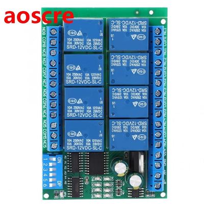 RS485 DC 12V 8 Channel Relay Delay Board Command Programmabl