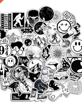 50PCS Black and White Cool DIY Computer Stickers waterproof