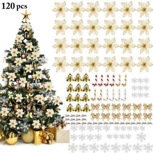 120 Pieces Christmas Tree Decor Pendant Artificial Flowers X