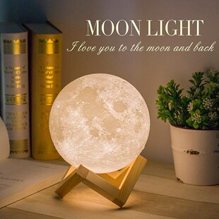 USB LED Night Light 3D Print Moon Lamp Rechargeable 2/3 Colo
