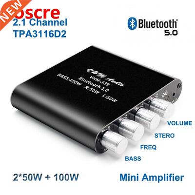 2*50W+100W Bluetooth 5.0 TPA3116D2 HIFI Digital Power Amplif