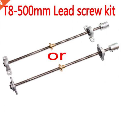 T8 Lead screw 500 mm 8mm + brass copper nut + KP08 or KFL08