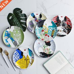 Traditional Chinese Cheongsam Pattern Dinner Plates Creative