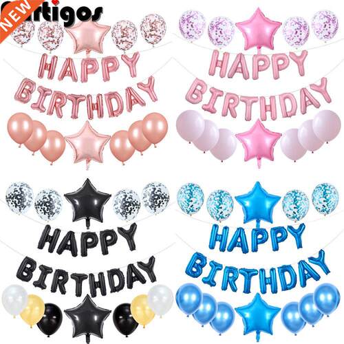 25pcs/set Happy Birthday Balloons Set Foil Letter Balloon G