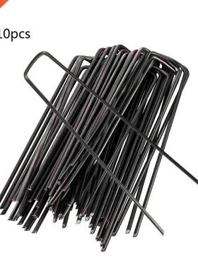 10 Pcs U-shape Garden Staples Ground Stakes Pegs Garden Pins