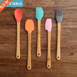 4Pcs/Set Food Grade Silicone Spatula Non-Stick Woode