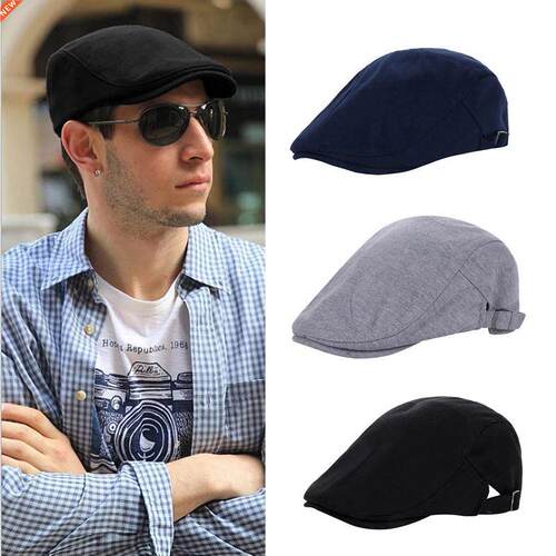 Men's Solid Cotton Berets Adjustment Buckle Peaky Blinde