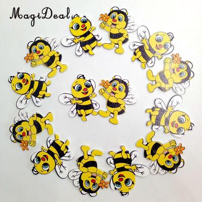 MagiDeal Cute 20Pcs Wooden Design Shapes Bee Embellishments