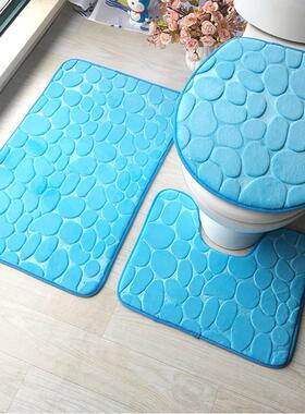 3Pcs/Set Bathroom Mat Set Floor Rugs Embossing Flannel Cushi