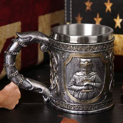 Knight Skull Beer Mug Drinking Cup Fine Workmanship Stainles
