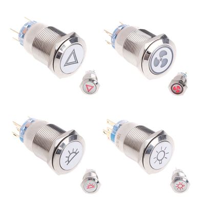 19mm 12V LED Self-locking Latching Metal Push Button Switch