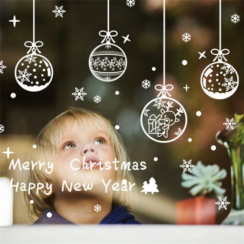 White Snow Snowflakes Town Christmas Wall Sticker Diy Window