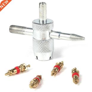 Car Bike Tire Accessory + 4 Valve Stem Core 4 Way Tyre Valve