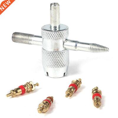 Car Bike Tire Accessory + 4 Valve Stem Core 4 Way Tyre Valve