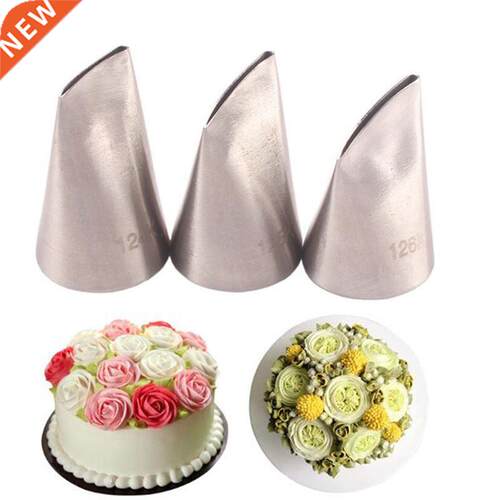 #124K#125K#126K 3pcs Rose Pastry Nozzles Stanless Steel Noz