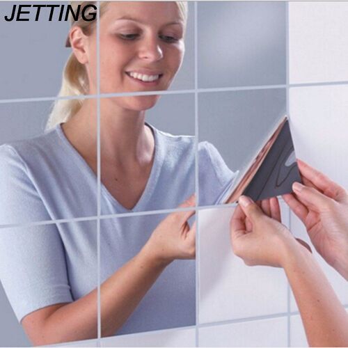 JETTING 9Pcs New Arrival High Quality Square Mirror Tile Wal