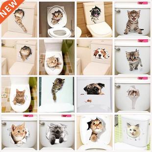 Lovely Cat Dog Toilet Stickers Home Decoration Diy Funny Car