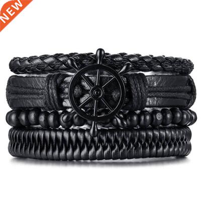 New Vintage Leather Rope Men's Bracelet Woven Cowhid