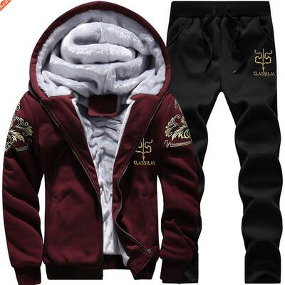 Men Winter Sets Tracksuit Hoodies Casual Hooded Warm Sweatsh