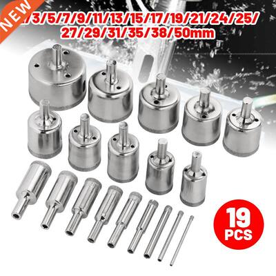 19Pcs 2-50mm Marble Opener Drill Bit Metal Plate Glass Hole