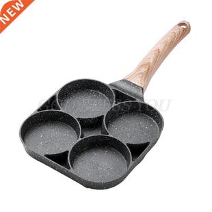 4 Hole Omelet Pan for Burger Eggs Ham Pancake Maker Wooden H