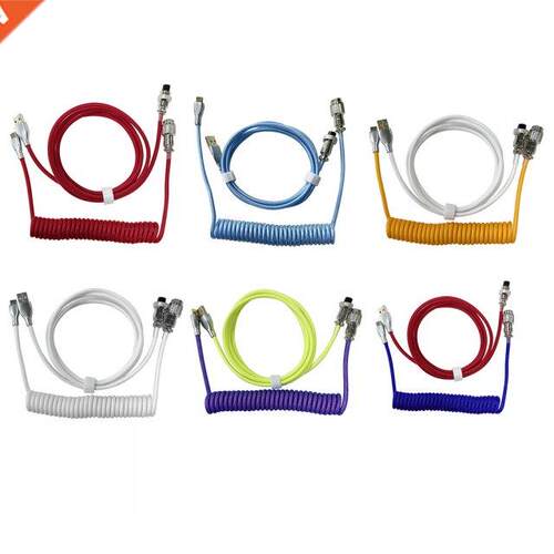 2 in 1 Coiled Aviator Wire Type-C to USB Cable For Mechanica