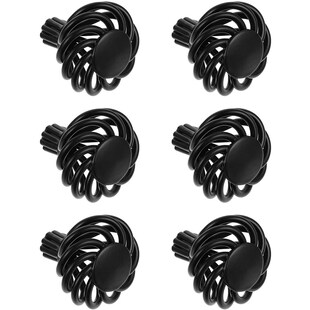 6Pcs Metal Cabinet Knobs, Black Handles, Birdcage Round Hand
