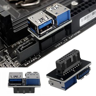 USB 3.0 Motherbod Adapter USB 3.0 19 20 Pin Female to Dual
