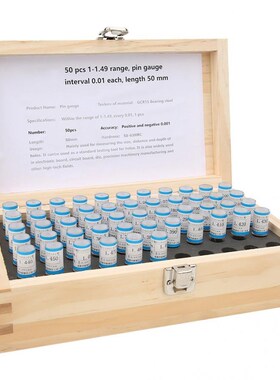 Carpenter Tools 50pcs 1-1.49mm Plug Pin Gage Set 0.001mm Tol