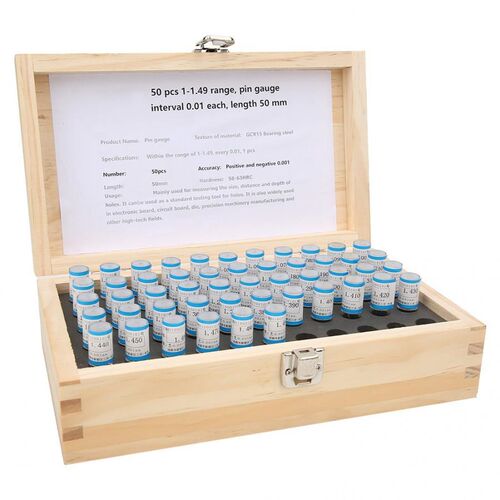 Carpenter Tools 50pcs 1-1.49mm Plug Pin Gage Set 0.001mm Tol
