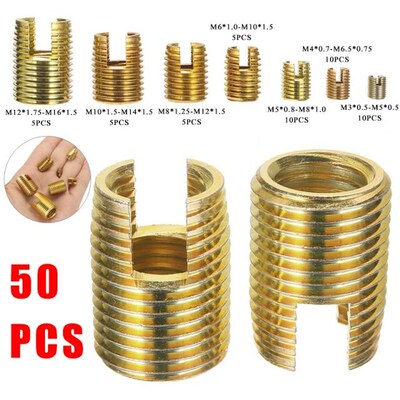 50pcs Thread Repair Insert Self Tapping Inserts Set Brass To