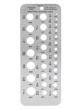 29 Fractional Size Drill Gauge Stainless Steel Template Dril