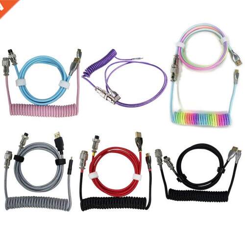 Coiled Type C Cable 1.5M for Mechanical Keyboard Aviator Con