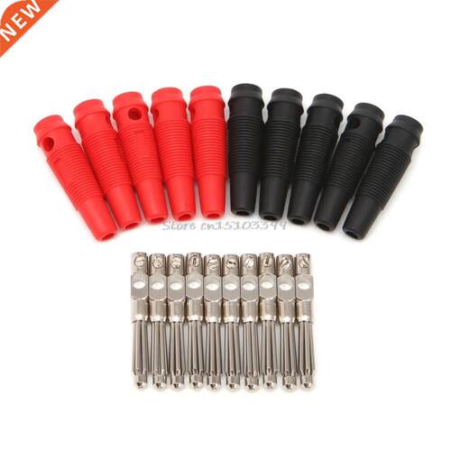5 Pair/10 Pcs 4mm 32A Solderless Side Stackable Banana Plug