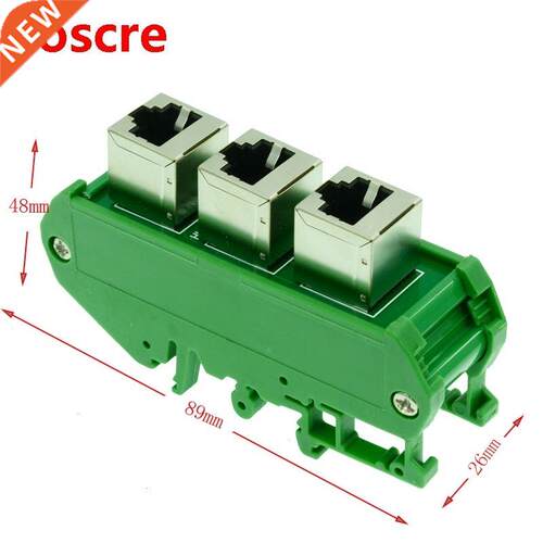 3 x RJ45 female 8P8C vertical breakout board with Din rail m