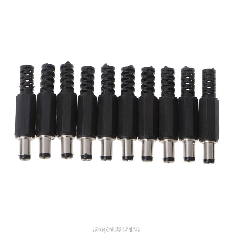 10Pcs 5.5x2.5mm Male DC In-Line Plug Socket Jack Connector A