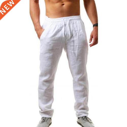 Men's Cotton Linen Pants Male Autumn New Breathable Soli