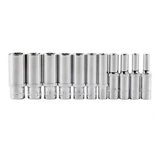 11Pc 1/4 Socket Set Adapter Long Sockets 4-14mm Deep Socket