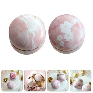 2Pcs Round Tinplate Boxes Empty Sealed Jar Tea Tins Candy