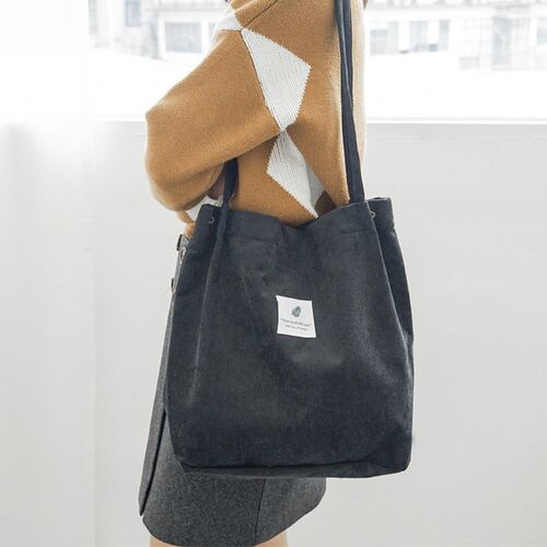 Women Corduroy Shopping Bag Female Canvas Cloth Shoulder Bag