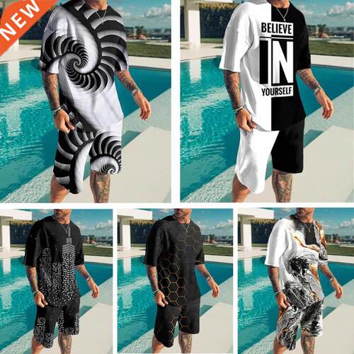New 2021 Summer Men's T-shirt Male Casual Suit Simple Ty